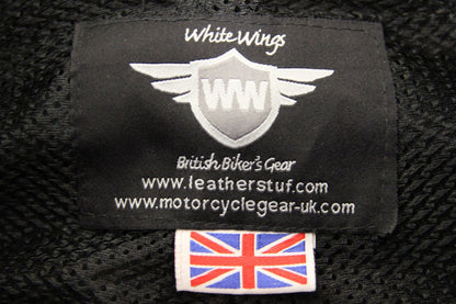 WHITE WINGS BLACK LEATHER BIKER TROUSERS+CE ARMOUR WAIST 36"/LEG 36" (LONG FIT)