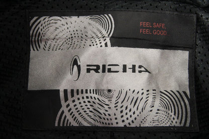 RICHA BLACK LEATHER BIKER TROUSERS: WAIST 42 INCHES/INSIDE LEG 32 INCHES