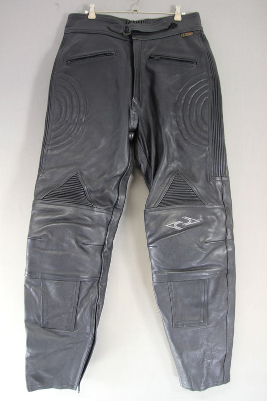 RS PERFORMANCE PROTECTION LEATHER BIKER TROUSERS + CE ARMOUR: WAIST 32"/LEG 29"