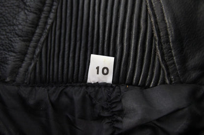 BELSTAFF BLACK LEATHER BIKER TROUSERS SIZE 10: WAIST 22-24 IN/INSIDE LEG 28 IN