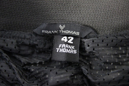 FRANK THOMAS BLACK LEATHER BIKER TROUSERS: WAIST 36-38 INCH/INSIDE LEG 30 INCH