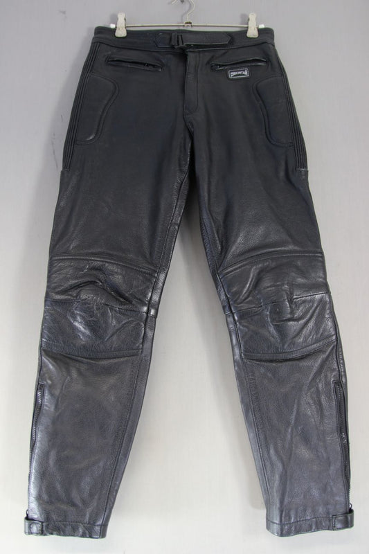 SKINTAN BOYS BLACK LEATHER BIKER TROUSERS/AGE 12/WAIST 28 IN/INSIDE LEG 26 IN