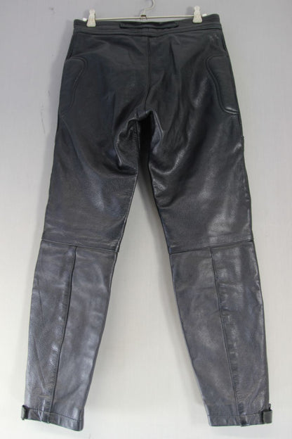 SKINTAN BOYS BLACK LEATHER BIKER TROUSERS/AGE 12/WAIST 28 IN/INSIDE LEG 26 IN