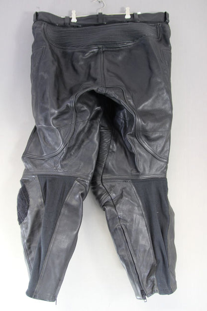 JTS BLACK LEATHER BIKER TROUSERS WAIST 38-40 INCH/INSIDE LEG 28 INCH (SHORT FIT)
