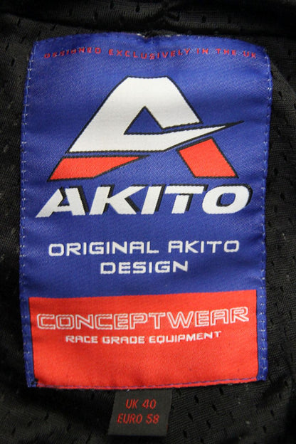 AKITO BLACK & SILVER LEATHER BIKER TROUSERS: WAIST 38 INCH/INSIDE LEG 33 INCH