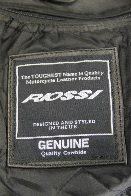RIOSSI BLACK COWHIDE LEATHER BIKER JACKET WITH PROTECTORS/THERMAL LINING SIZE 10