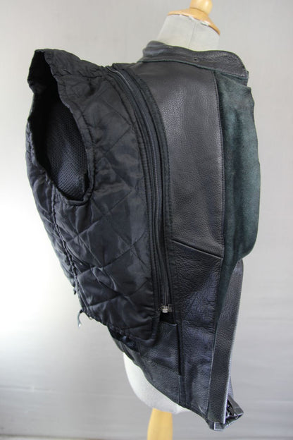 RIOSSI BLACK COWHIDE LEATHER BIKER JACKET WITH PROTECTORS/THERMAL LINING SIZE 10