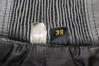 JTS BLACK LEATHER BIKER TROUSERS: WAIST 38 INCH/INSIDE LEG 27 INCH (SHORT FIT)