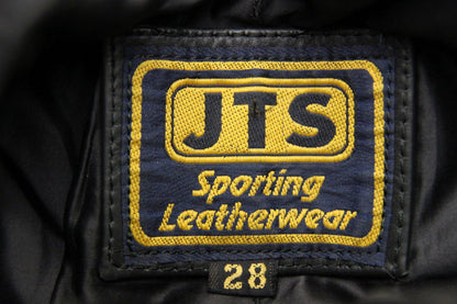 JTS BLACK LEATHER BIKER TROUSERS: WAIST 28 INCH/INSIDE LEG 28 INCH