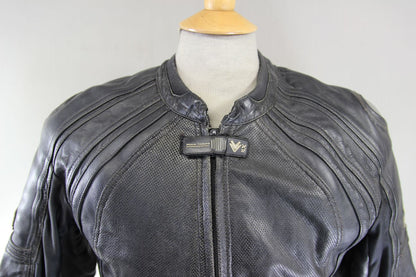 FRANK THOMAS XTI TITANIUM BLACK LEATHER BIKER JKT + CE ARMOUR/THERMAL LINING 40"