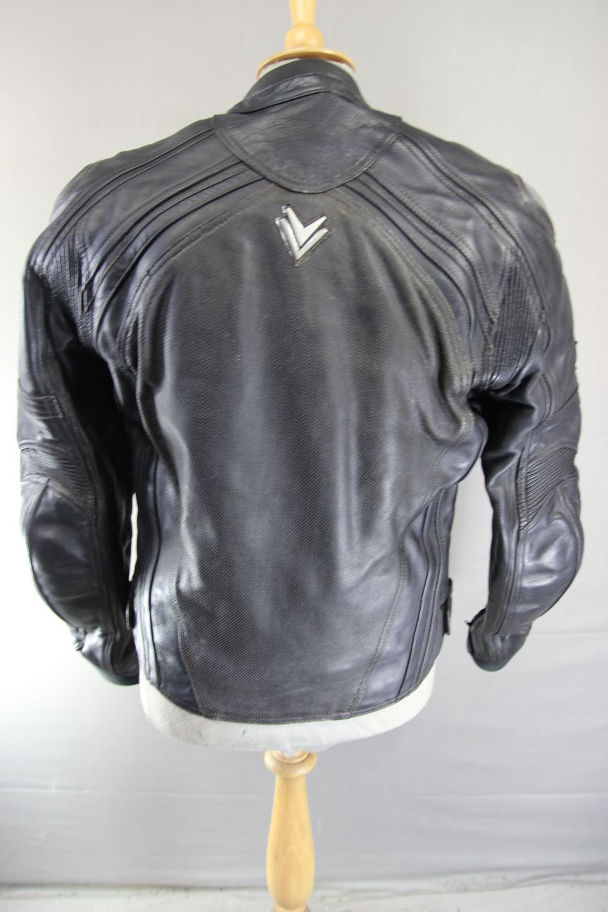 FRANK THOMAS XTI TITANIUM BLACK LEATHER BIKER JKT + CE ARMOUR/THERMAL LINING 40"