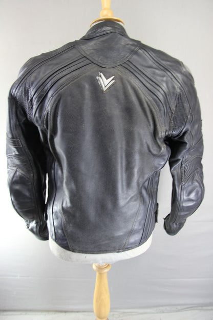 FRANK THOMAS XTI TITANIUM BLACK LEATHER BIKER JKT + CE ARMOUR/THERMAL LINING 40"