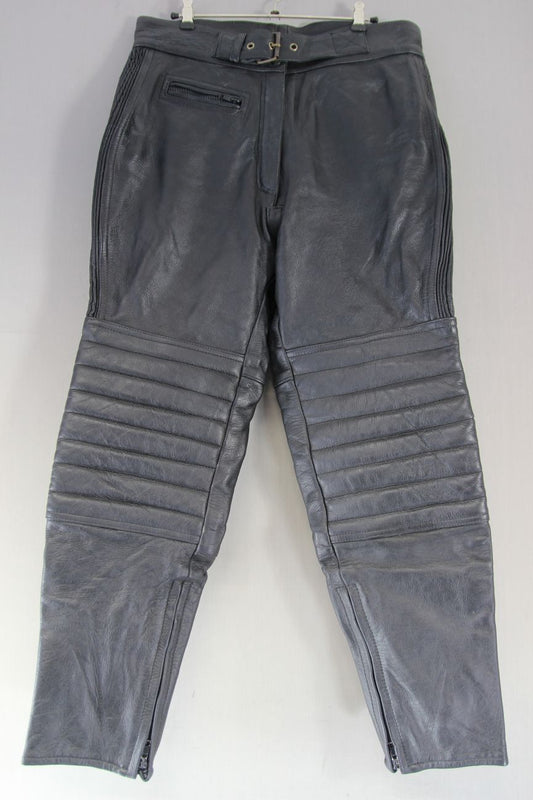 DYNAMIC LEATHER BLACK COWHIDE BIKER TROUSERS SIZE 16: WAIST 32-34 IN/LEG 28 IN