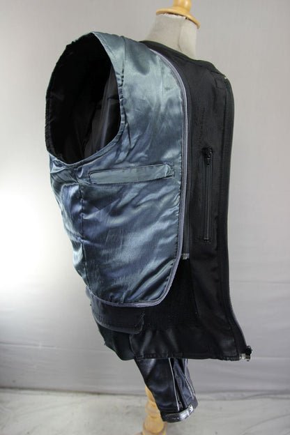 FRANK THOMAS XTI TITANIUM BLACK LEATHER BIKER JKT + CE ARMOUR/THERMAL LINING 40"