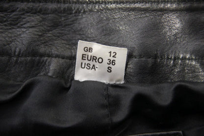 JTS BLACK LEATHER BIKER TROUSERS SIZE 12: WAIST 28 INCH/INSIDE LEG 30 INCH/SMALL