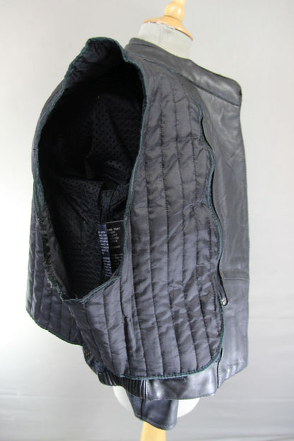 ASHMAN BLACK COWHIDE LEATHER BIKER JACKET WITH THERMAL LINING: SIZE 16