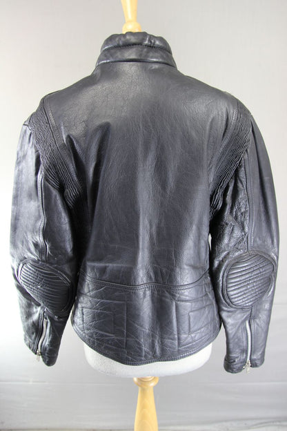 CLASSIC BLACK COWHIDE LEATHER BIKER JACKET 36-38 INCH CHEST