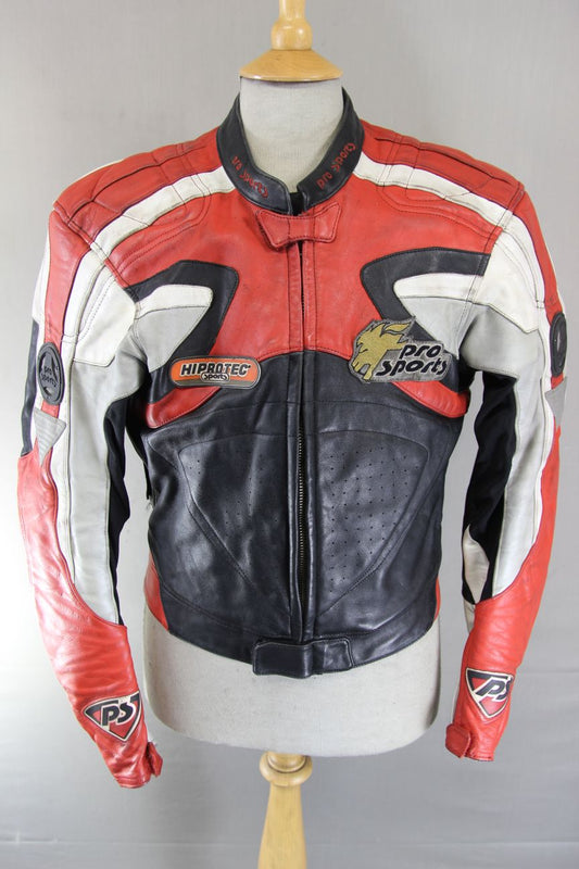 HEIN GERICKE PRO SPORTS LEATHER BIKER JACKET WITH HIPROTEC CE ARMOUR 36 INCH