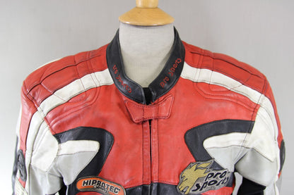 HEIN GERICKE PRO SPORTS LEATHER BIKER JACKET WITH HIPROTEC CE ARMOUR 36 INCH
