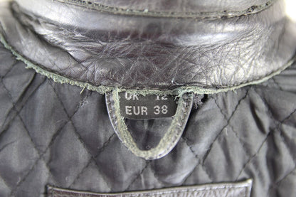 RIOSSI BRITISH DESIGNED & STYLED BLACK COWHIDE LEATHER BIKER JACKET: SIZE 12