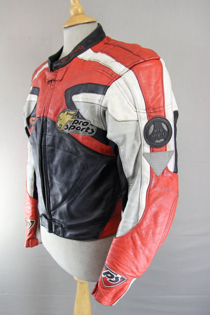 HEIN GERICKE PRO SPORTS LEATHER BIKER JACKET WITH HIPROTEC CE ARMOUR 36 INCH