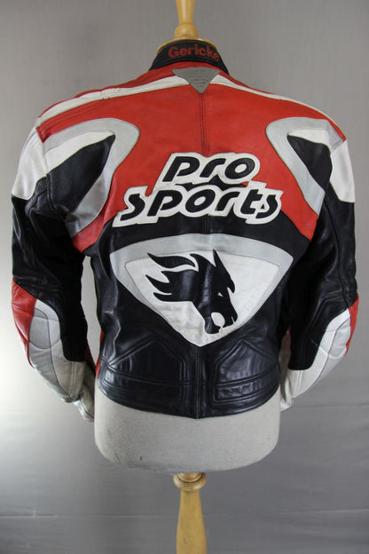 HEIN GERICKE PRO SPORTS LEATHER BIKER JACKET WITH HIPROTEC CE ARMOUR 36 INCH