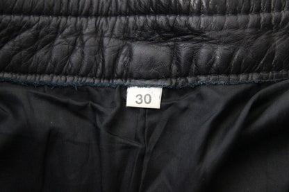 CLASSIC BLACK COWHIDE LEATHER BIKER TROUSERS: WAIST 30 INCH/INSIDE LEG 30 INCH
