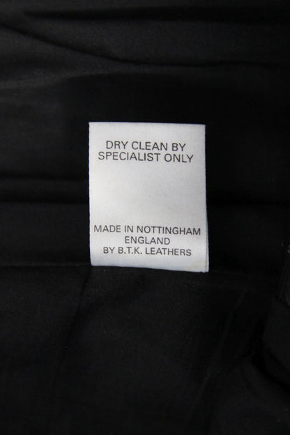 BRITISH MADE BTK LEATHERS BLACK COWHIDE BIKER TROUSERS: WAIST 36 IN/LEG 29 IN