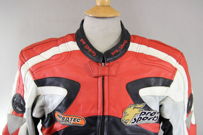 HEIN GERICKE PRO SPORTS LEATHER BIKER JACKET WITH HIPROTEC CE ARMOUR 38 INCH