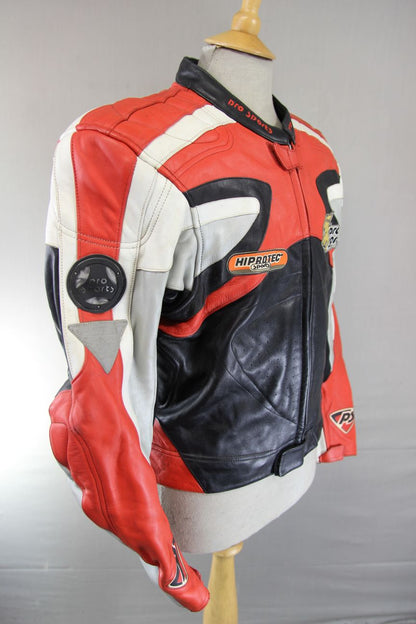 HEIN GERICKE PRO SPORTS LEATHER BIKER JACKET WITH HIPROTEC CE ARMOUR 38 INCH