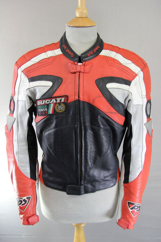 HEIN GERICKE PRO SPORTS LEATHER BIKER JACKET WITH HIPROTEC CE ARMOUR 36 INCH
