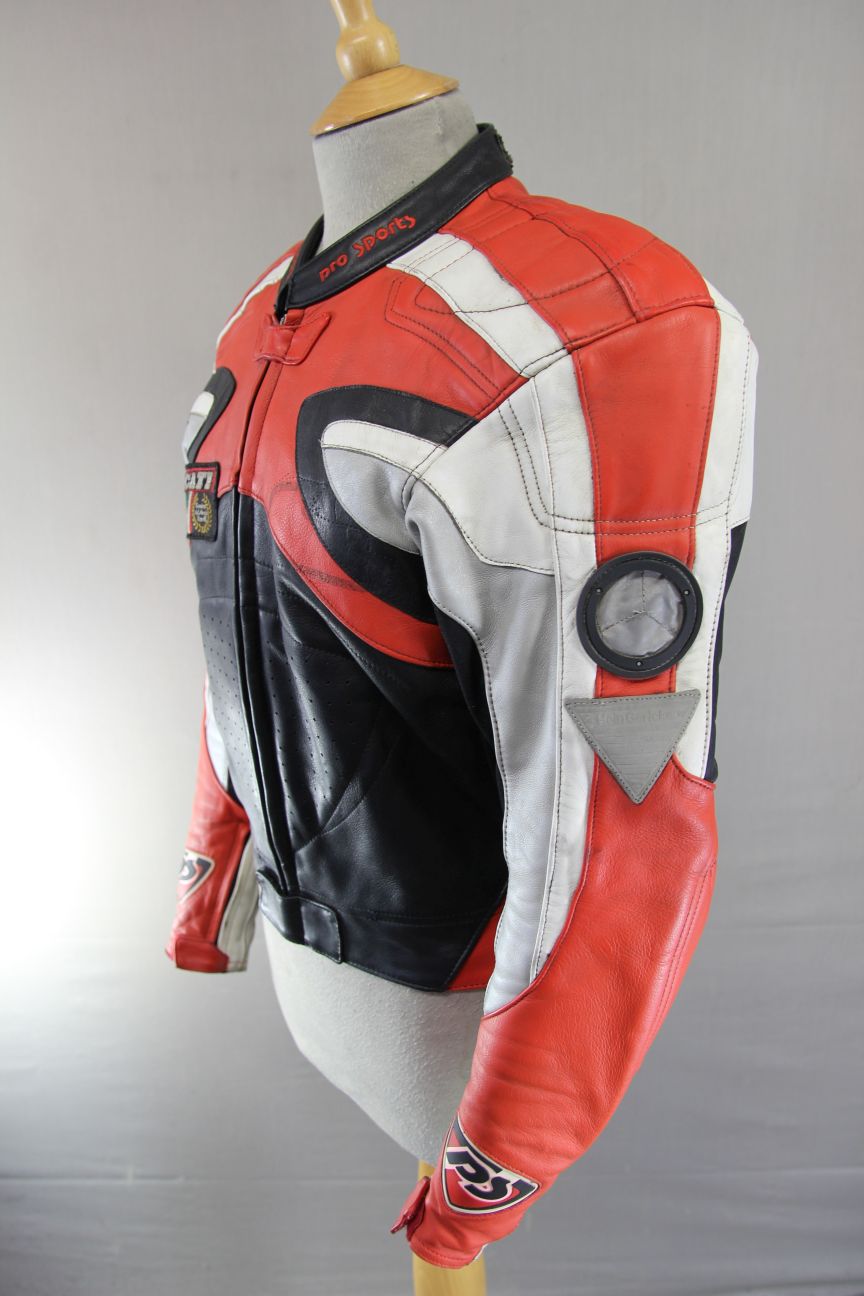 HEIN GERICKE PRO SPORTS LEATHER BIKER JACKET WITH HIPROTEC CE ARMOUR 36 INCH