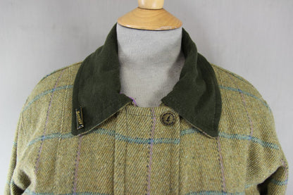 BRONTE ENGLISH MADE COUNTRY SPORTS CHECKED WOOL RICH BLEND TWEED COAT: SIZE 10