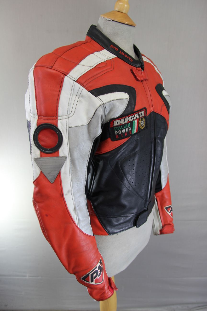 HEIN GERICKE PRO SPORTS LEATHER BIKER JACKET WITH HIPROTEC CE ARMOUR 36 INCH
