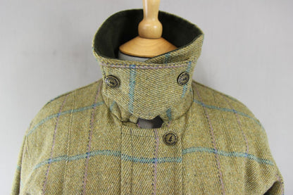 BRONTE ENGLISH MADE COUNTRY SPORTS CHECKED WOOL RICH BLEND TWEED COAT: SIZE 10
