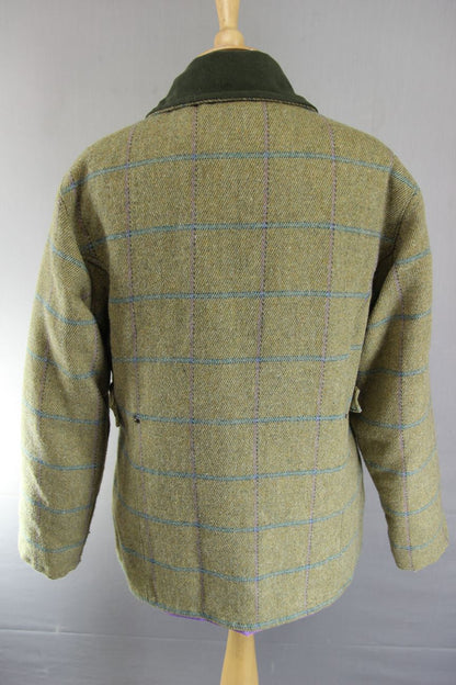 BRONTE ENGLISH MADE COUNTRY SPORTS CHECKED WOOL RICH BLEND TWEED COAT: SIZE 10