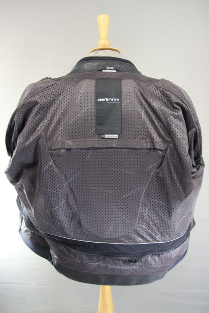 REV'IT! BLACK & GREY LEATHER BIKER JACKET + BACK, SHOULDER & ELBOW CE ARMOUR 46"