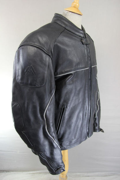 MOTOMOD BLACK LEATHER BIKER JACKET WITH CE ARMOUR & ADDITIONAL LINING 46"