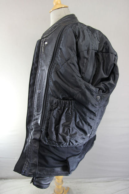 MOTOMOD BLACK LEATHER BIKER JACKET WITH CE ARMOUR & ADDITIONAL LINING 46"