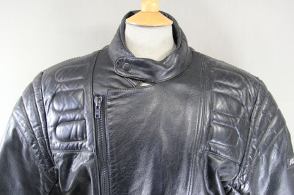 ASHMAN CLASSIC BLACK COWHIDE LEATHER BIKER JACKET WITH THERMAL LINING 44 INCH
