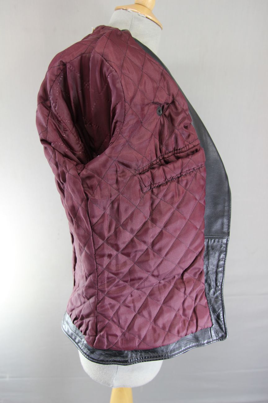 VINTAGE 1970s STYLE PUNK ROCK BLACK WOLF LEATHERS BIKER JACKET: 32-34 IN/SIZE 10