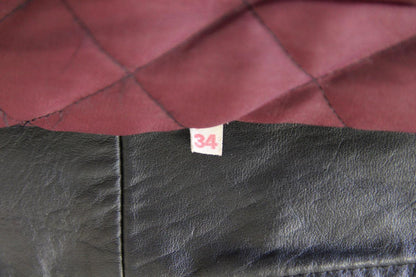 VINTAGE 1970s STYLE PUNK ROCK BLACK WOLF LEATHERS BIKER JACKET: 32-34 IN/SIZE 10