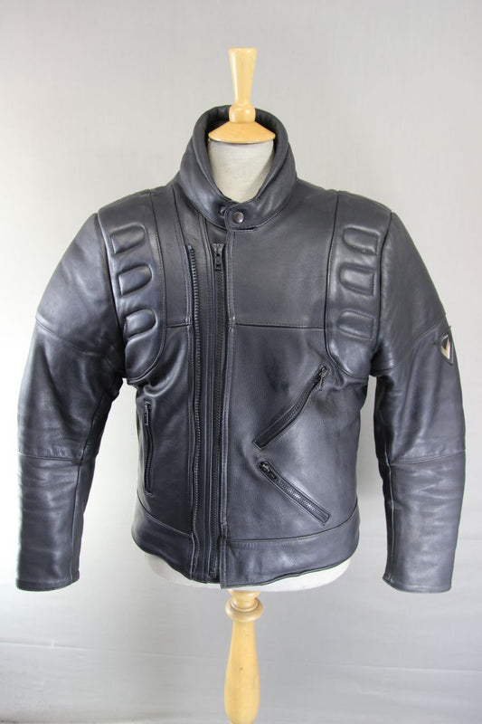 FRANK THOMAS CLASSIC BLACK COWHIDE LEATHER BIKER JACKET 42-44 INCH CHEST