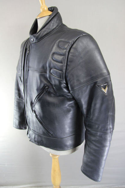 FRANK THOMAS CLASSIC BLACK COWHIDE LEATHER BIKER JACKET 42-44 INCH CHEST