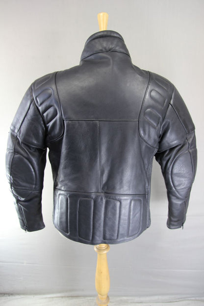FRANK THOMAS CLASSIC BLACK COWHIDE LEATHER BIKER JACKET 42-44 INCH CHEST