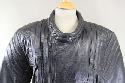 CLASSIC ECHO BLACK LEATHER BIKER JACKET 40-42 INCH CHEST