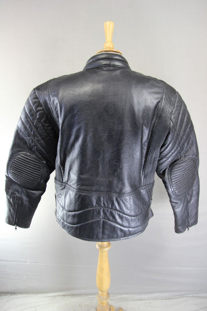 CLASSIC ECHO BLACK LEATHER BIKER JACKET 40-42 INCH CHEST