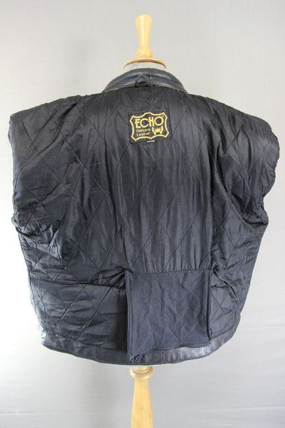 CLASSIC ECHO BLACK LEATHER BIKER JACKET 40-42 INCH CHEST