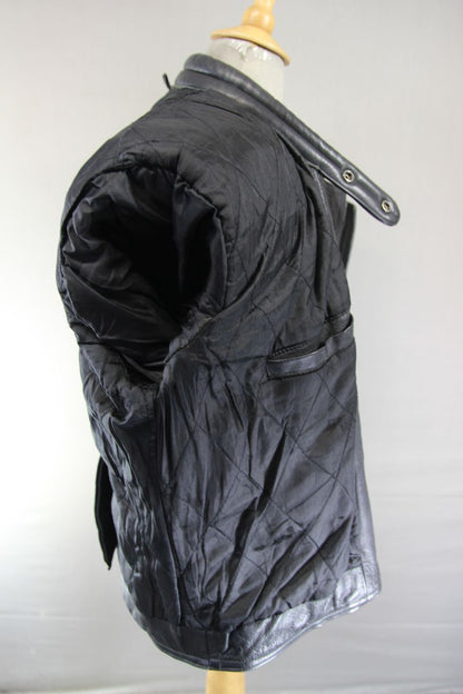 CLASSIC ECHO BLACK LEATHER BIKER JACKET 40-42 INCH CHEST