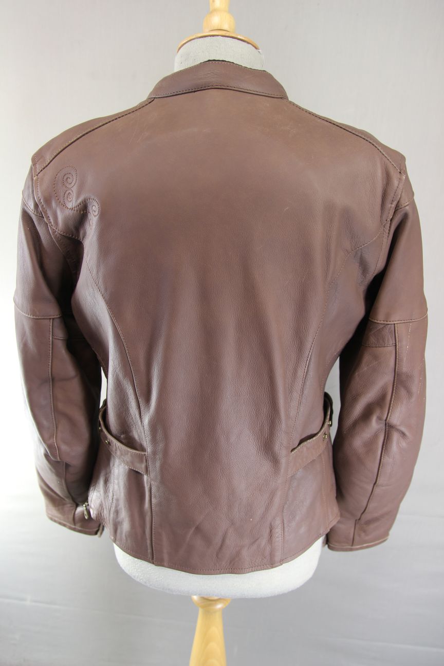 FRANK THOMAS LADY RIDER LEIAH BROWN LEATHER BIKER JACKET+THERMAL LINING SIZE 12